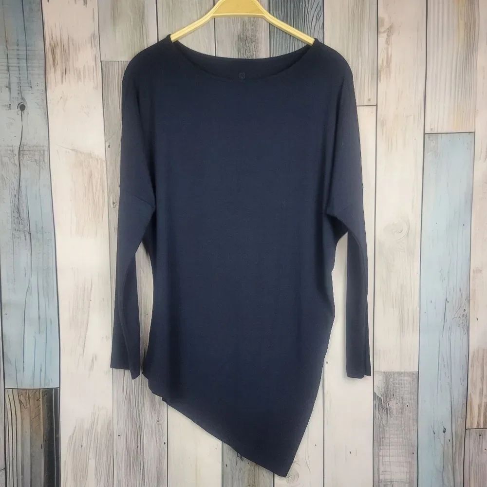 Betabrand Kiley Top Asymmetrical Boat Neck Ling Sleeve Size Medium